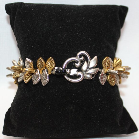 Golden and Silver Leaf Bracelet w/Beautiful Clasp - Picture 3 of 8